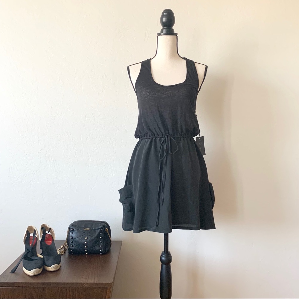 PATTERSON KINCAID Silk & Linen Racerback Dress